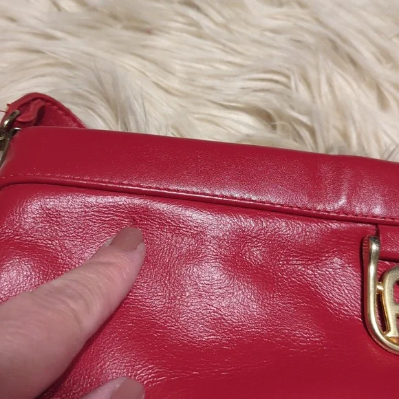 Vintage Red Aigner Shoulder Bag Purse - Picture 7 of 8